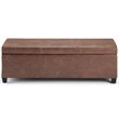 Pemberly Row Faux Leather Storage Ottoman Bench in Distressed Umber Brown