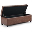 Pemberly Row Faux Leather Storage Ottoman Bench in Distressed Umber Brown