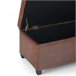 Pemberly Row Faux Leather Storage Ottoman Bench in Distressed Umber Brown