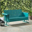 Pemberly Row Modern Metal Gliding Patio Sofa in Turquoise Finish