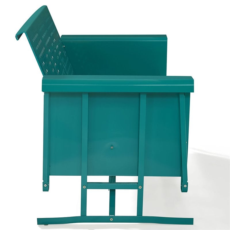 Pemberly Row Modern Metal Gliding Patio Sofa in Turquoise Finish