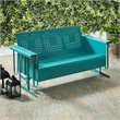 Pemberly Row Modern Metal Gliding Patio Sofa in Turquoise Finish