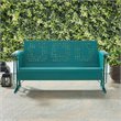 Pemberly Row Modern Metal Gliding Patio Sofa in Turquoise Finish