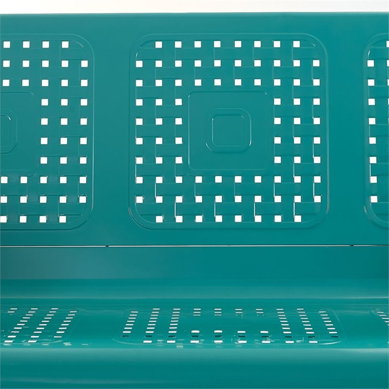 Pemberly Row Modern Metal Gliding Patio Sofa in Turquoise Finish