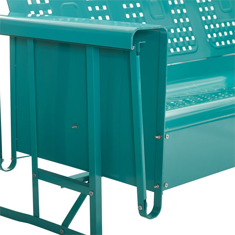 Pemberly Row Modern Metal Gliding Patio Sofa in Turquoise Finish