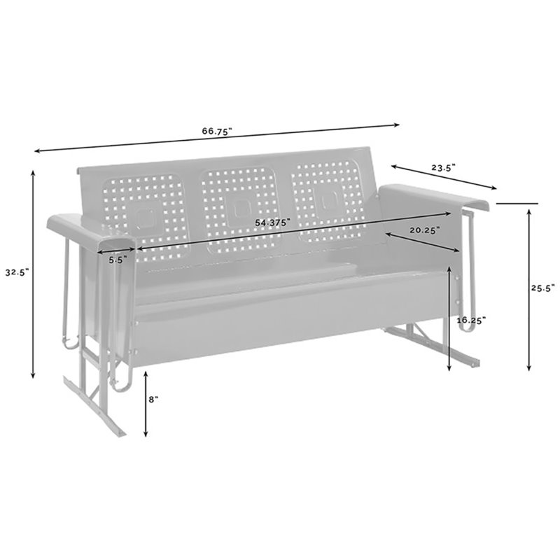 Pemberly Row Modern Metal Gliding Patio Sofa in Turquoise Finish