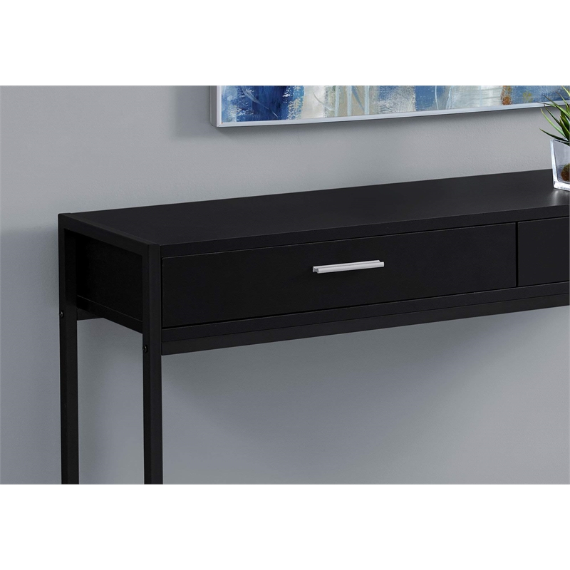 Pemberly Row Accent Table Console Entryway Narrow Sofa Bedroom Metal Black