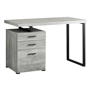 Pemberly Row Computer Desk Home Office Laptop Storage Drawers 48&quotL in Metal Grey