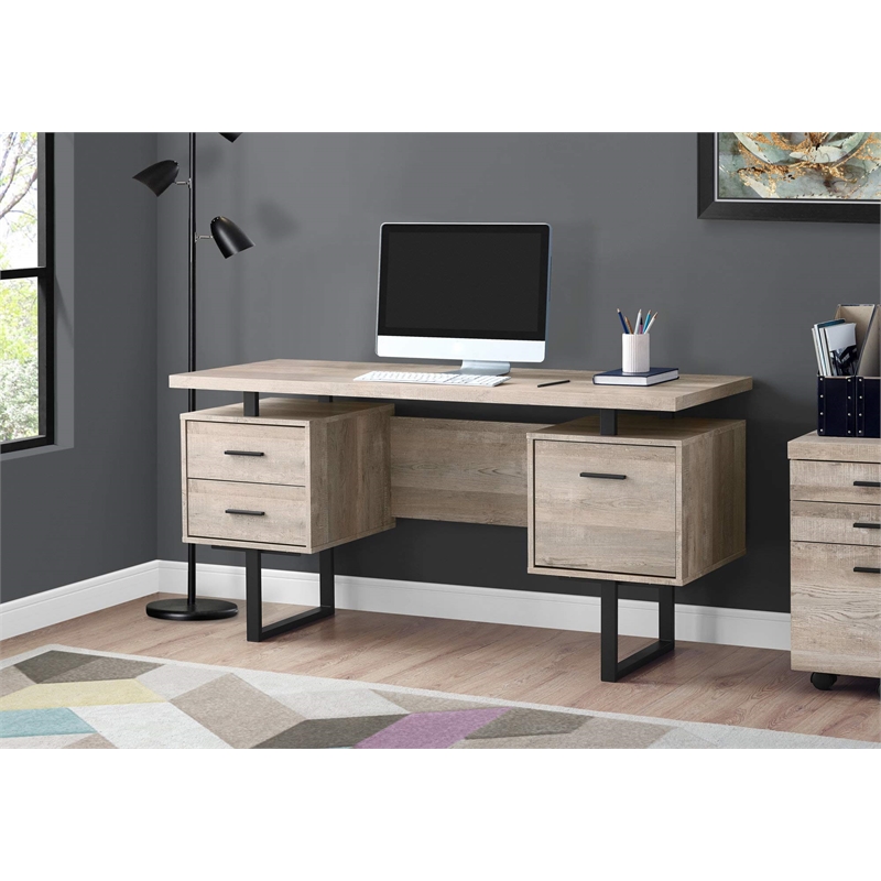 Pemberly Row Computer Desk Home Office Laptop Storage Drawers 60