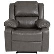 Pemberly Row Contemporary Upholstered Leather Recliner in Gray