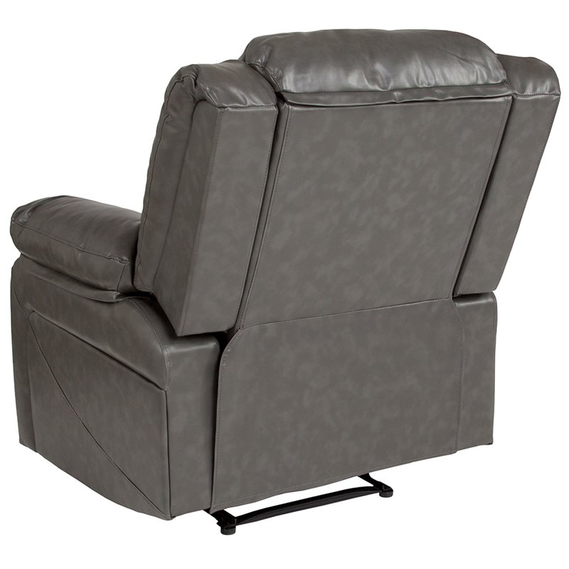 Pemberly Row Contemporary Upholstered Leather Recliner in Gray
