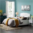 Pemberly Row Full Upholstered Polyester Fabric Bed in White Finish