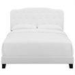 Pemberly Row Full Upholstered Polyester Fabric Bed in White Finish