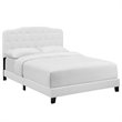 Pemberly Row Full Upholstered Polyester Fabric Bed in White Finish