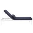 Pemberly Row Modern Aluminum Patio Chaise Lounge in White and Navy