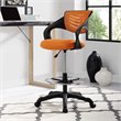 Pemberly Row Ergonomic Adjustable Swivel Mesh Fabric Drafting Chair in Orange