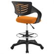 Pemberly Row Ergonomic Adjustable Swivel Mesh Fabric Drafting Chair in Orange