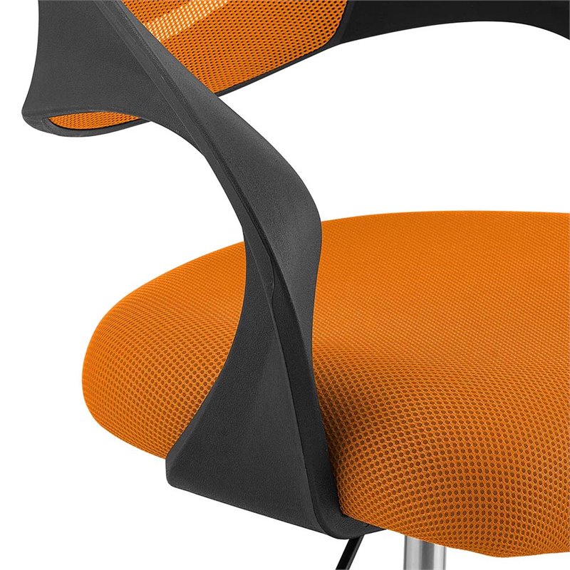 Pemberly Row Ergonomic Adjustable Swivel Mesh Fabric Drafting Chair in Orange