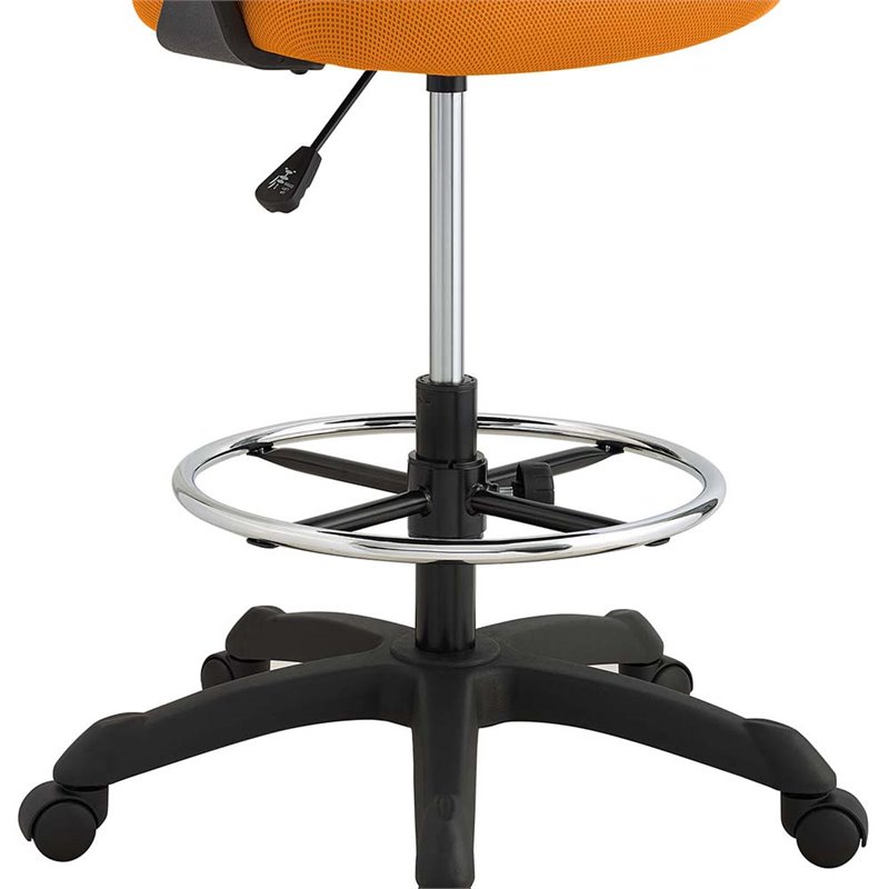 Pemberly Row Ergonomic Adjustable Swivel Mesh Fabric Drafting Chair in Orange