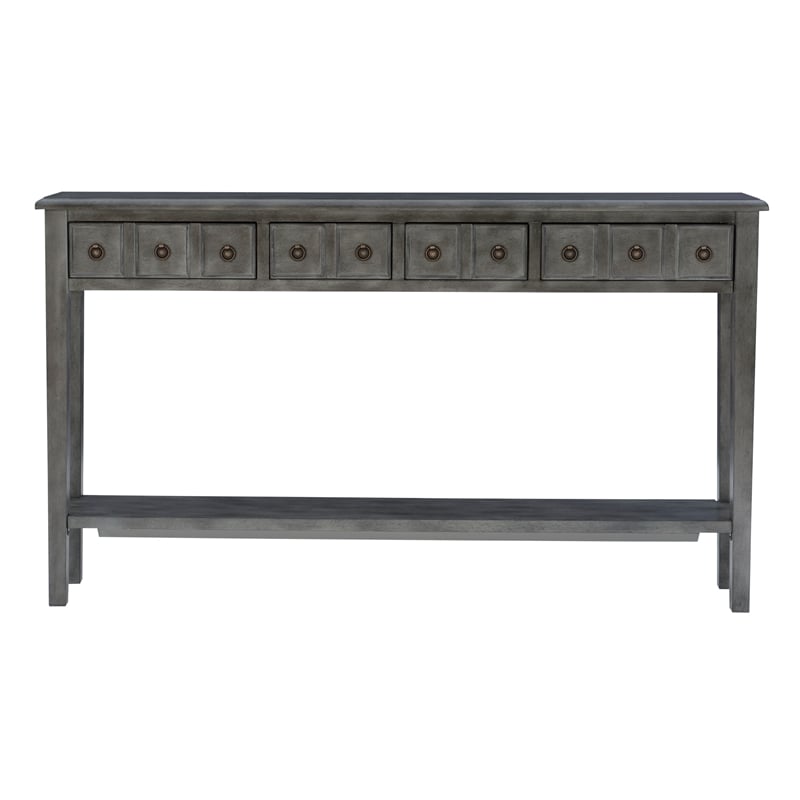 Pemberly Row Contemporary Long Wood Console Table in Gray Finish