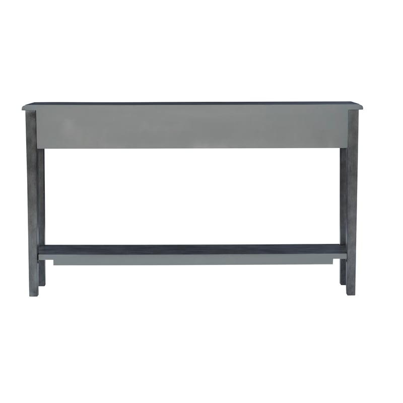 Pemberly Row Contemporary Long Wood Console Table in Gray Finish