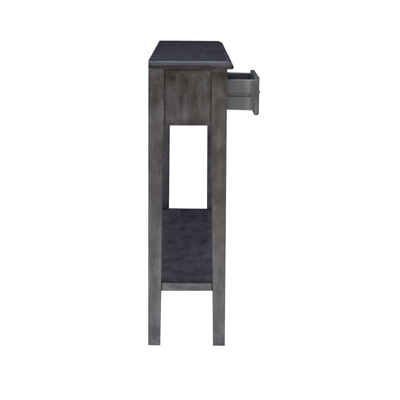 Pemberly Row Contemporary Long Wood Console Table in Gray Finish