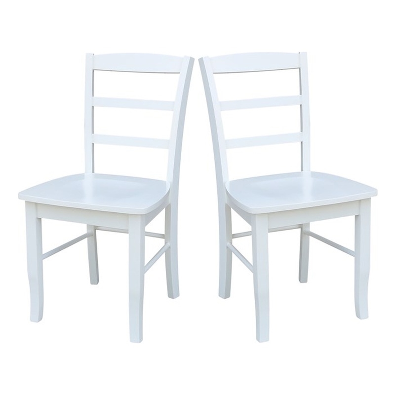 Pemberly Row Set of Two Solid Wood Ladderback Chairs in White