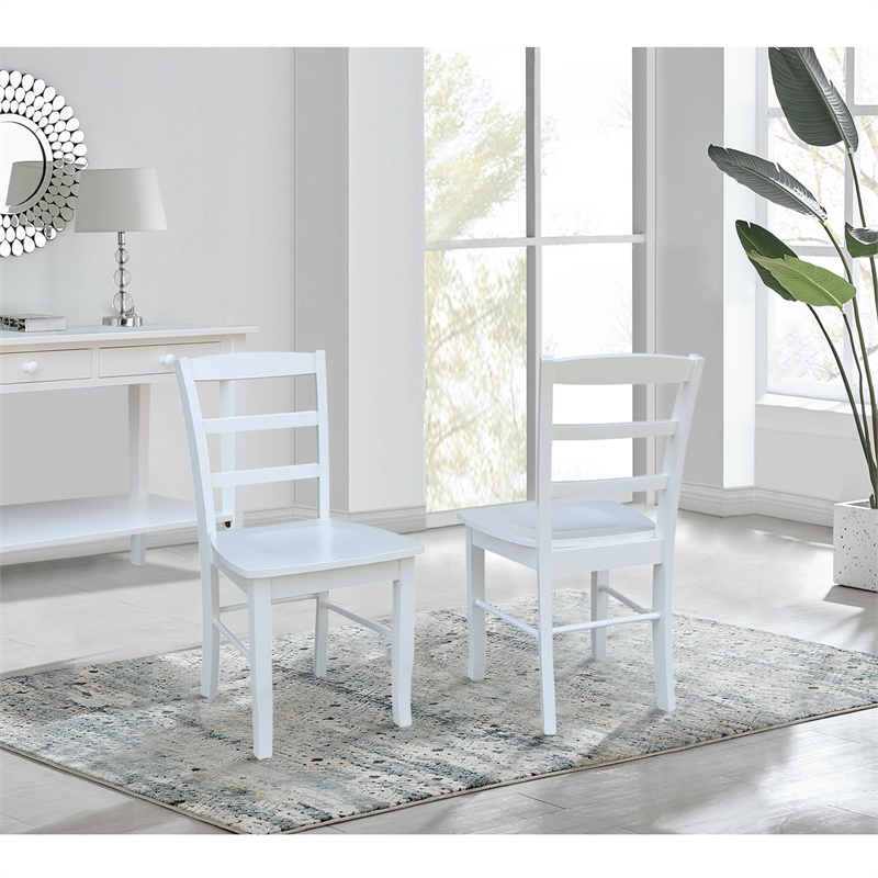 Pemberly Row Set of Two Solid Wood Ladderback Chairs in White