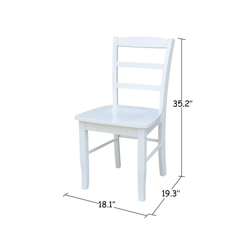 Pemberly Row Set of Two Solid Wood Ladderback Chairs in White