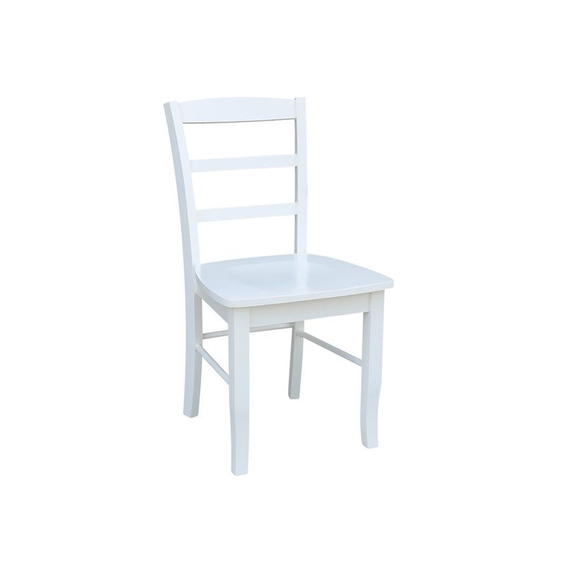 Pemberly Row Set of Two Solid Wood Ladderback Chairs in White