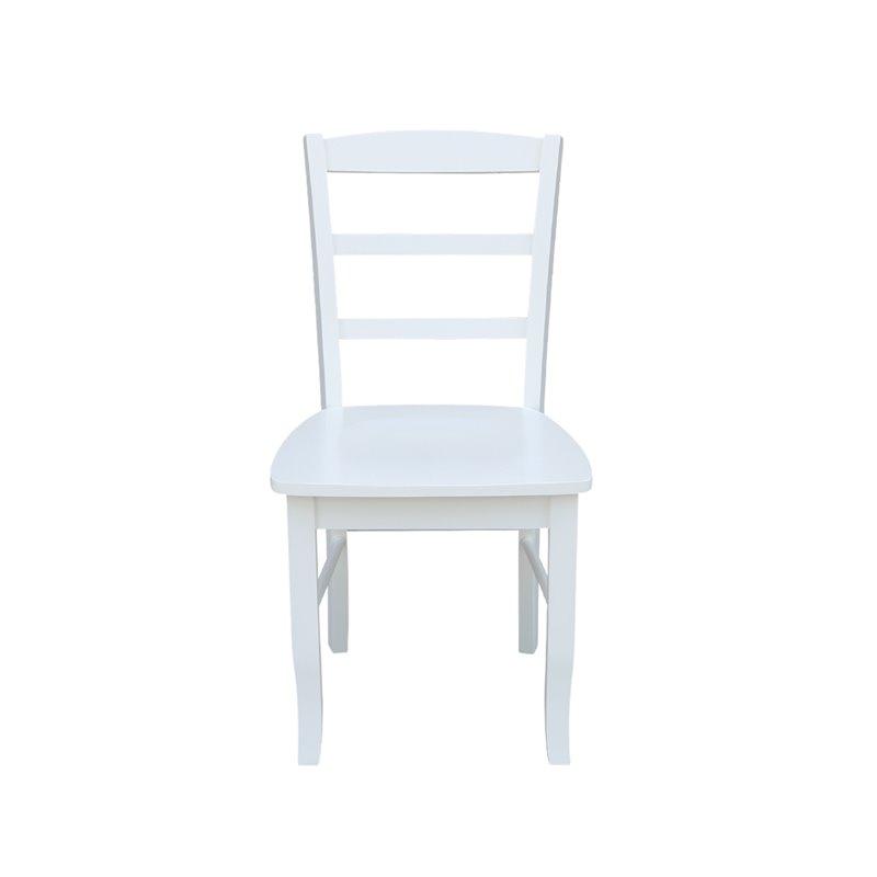 Pemberly Row Set of Two Solid Wood Ladderback Chairs in White