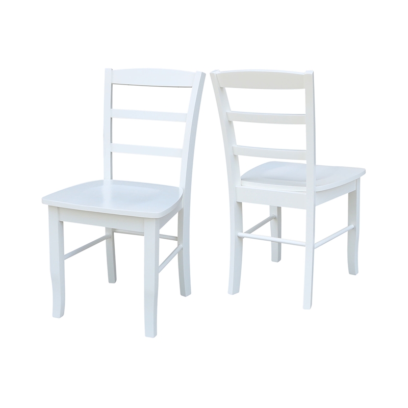Pemberly Row Set of Two Solid Wood Ladderback Chairs in White