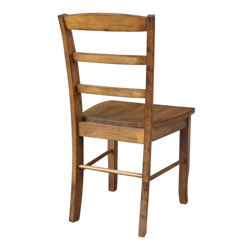 Pemberly Row Contemporary Set of Two Ladderback Chairs in Pecan