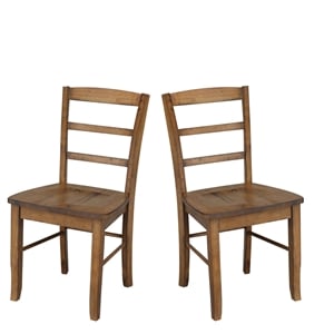 Pemberly Row Contemporary Set of Two Ladderback Chairs in Pecan