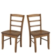 Pemberly Row Contemporary Set of Two Ladderback Chairs in Pecan