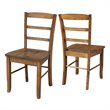 Pemberly Row Contemporary Set of Two Ladderback Chairs in Pecan