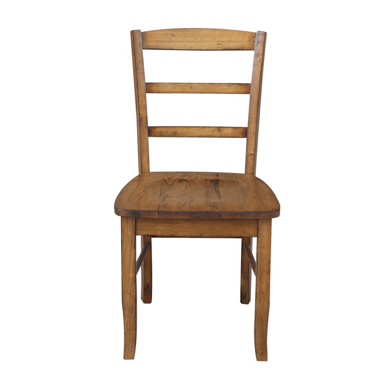 Pemberly Row Contemporary Set of Two Ladderback Chairs in Pecan
