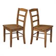 Pemberly Row Contemporary Set of Two Ladderback Chairs in Pecan