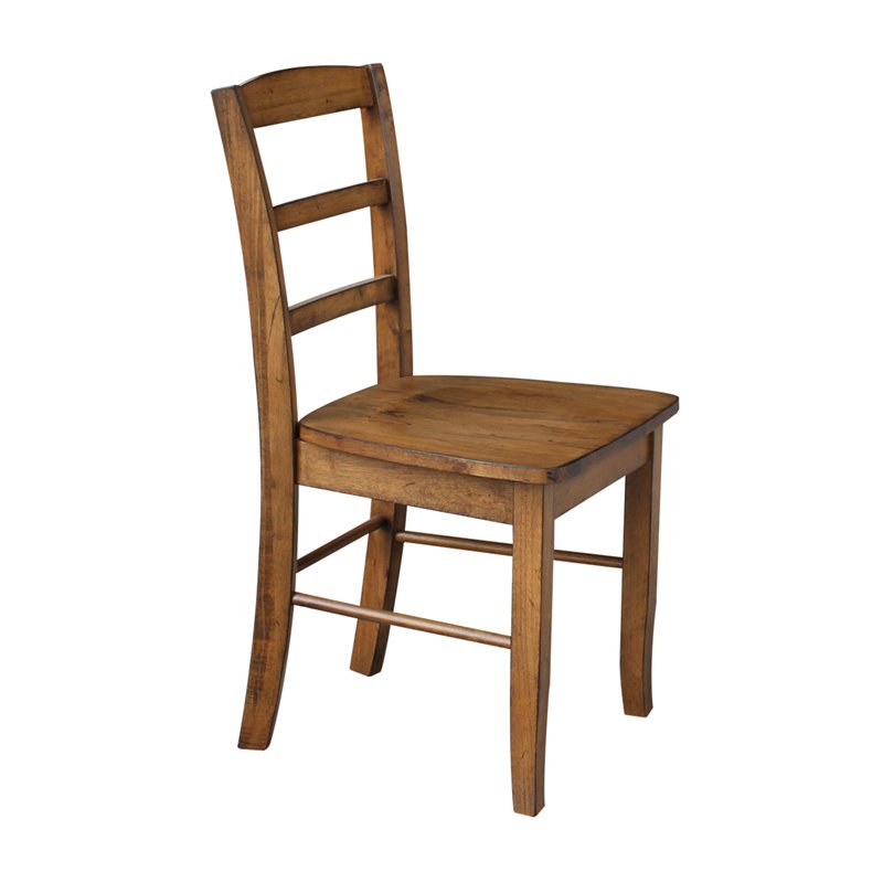 Pemberly Row Contemporary Set of Two Ladderback Chairs in Pecan