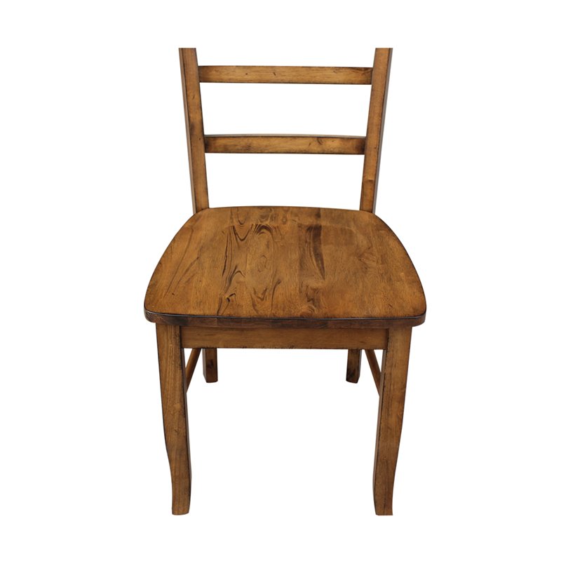 Pemberly Row Contemporary Set of Two Ladderback Chairs in Pecan