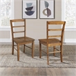 Pemberly Row Contemporary Set of Two Ladderback Chairs in Pecan