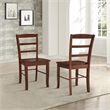 Pemberly Row Set of Two Solid Wood Madrid Ladderback Chairs in Espresso
