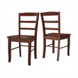 Pemberly Row Set of Two Solid Wood Madrid Ladderback Chairs in Espresso