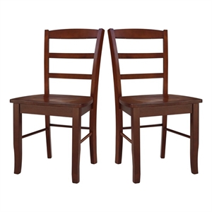 Pemberly Row Set of Two Solid Wood Madrid Ladderback Chairs in Espresso