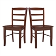 Pemberly Row Set of Two Solid Wood Madrid Ladderback Chairs in Espresso