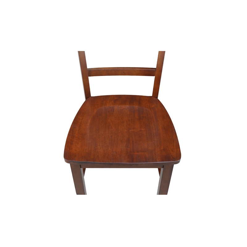 Pemberly Row Set of Two Solid Wood Madrid Ladderback Chairs in Espresso