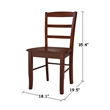 Pemberly Row Set of Two Solid Wood Madrid Ladderback Chairs in Espresso