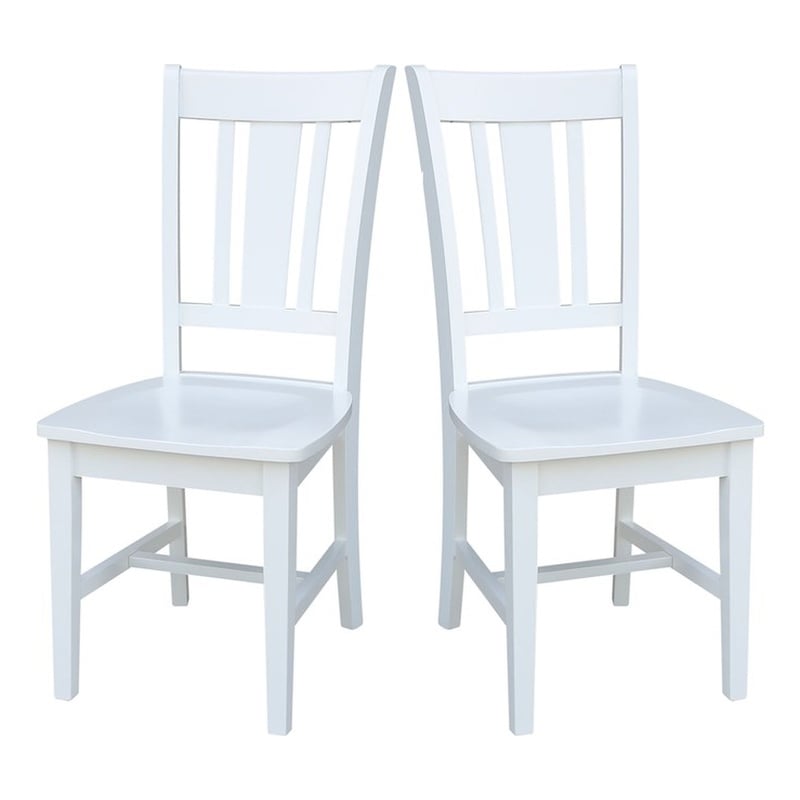 Pemberly Row Set of Two Solid Wood Splatback Chairs in White