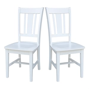 Pemberly Row Set of Two Solid Wood Splatback Chairs in White