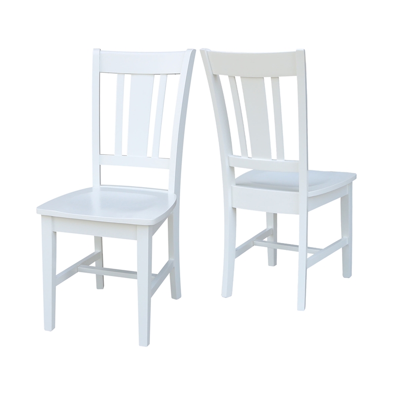 Pemberly Row Set of Two Solid Wood Splatback Chairs in White